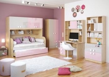 Детская комната Грэйси (Розовый/Серый/корпус Клен) в Пролетарском - proletarskij.mebel54.com | фото