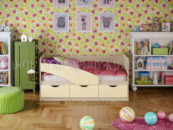 Кровать Бабочки 1,6м (Ваниль матовый) в Пролетарском - proletarskij.mebel54.com | фото
