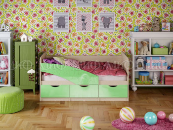 Кровать Бабочки 2,0м (Салатовый металлик) в Пролетарском - proletarskij.mebel54.com | фото