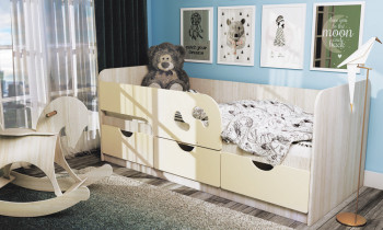 Кровать детская Минима Лего 1,86м с ящиками (дуб атланта/крем) в Пролетарском - proletarskij.mebel54.com | фото