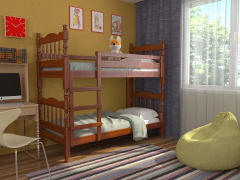 Кровать двухъярусная Соня из массива сосны 800*1890 Орех в Пролетарском - proletarskij.mebel54.com | фото