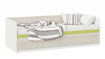 Кровать «Сканди» с 2 ящиками Дуб Гарден/Белый/Зеленый в Пролетарском - proletarskij.mebel54.com | фото