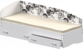 Кровать Софа-9 с мягкой спинкой с рисунком Милана (900х2000) Белый в Пролетарском - proletarskij.mebel54.com | фото