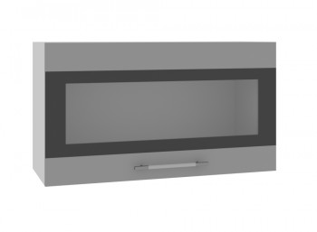 Ройс ВПГСФ 800 Шкаф верхний горизонтальный со стеклом с фотопечатью высокий (Графит софт/корпус Серый) в Пролетарском - proletarskij.mebel54.com | фото