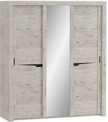 Шкаф трехдверный Соренто с раздвижными дверями Дуб бонифаций/Кофе структурный матовый в Пролетарском - proletarskij.mebel54.com | фото