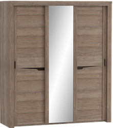 Шкаф трехдверный Соренто с раздвижными дверями Дуб стирлинг/Кофе структурный матовый в Пролетарском - proletarskij.mebel54.com | фото